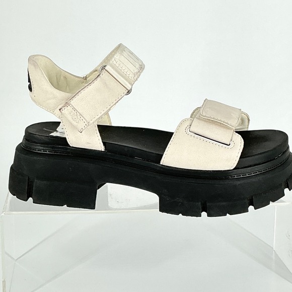 UGG Shoes - UGG Womens Size 9 Slide White Leather Chunky Lug Platform Sandal NEW Ashton $187